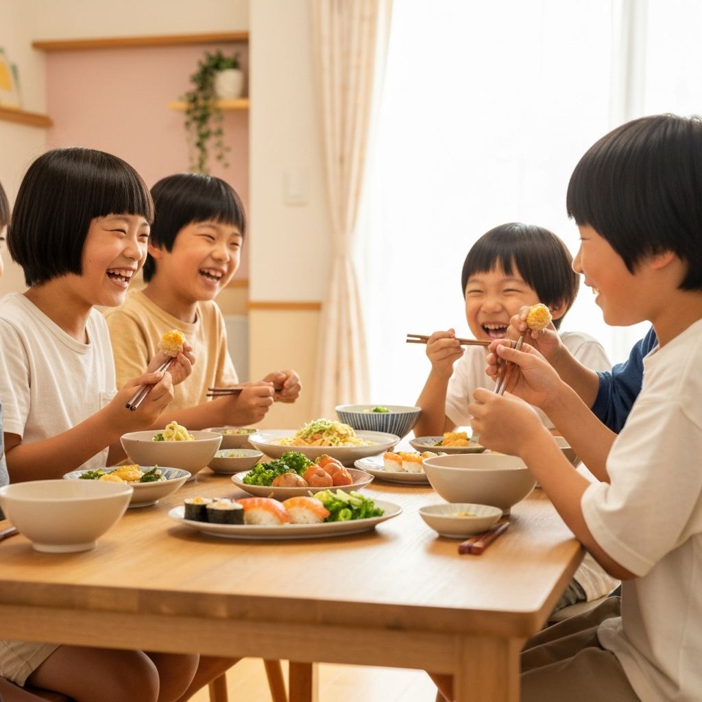 楽しく食事をする子どもたち